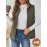 Elegant Women's Quilted Puffer Vest - Stand Collar, Button Front, Long Sleeve, Lightweight Polyester for Fall/Winter, Olive Green with Zip-Up Chest Pocket