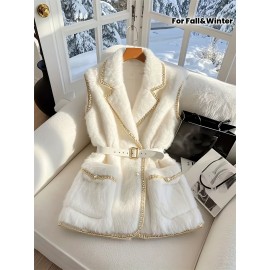 Autumn and Winter Sleeveless Tweed Jacket