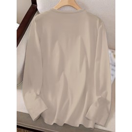 Women's Fox & Floral Graphic Print Long Sleeve T-Shirt - Soft Stretch Crew Neck Casual Top for Spring & Fall, Machine Washable Regular Fit, Medium Elasticity Shirt