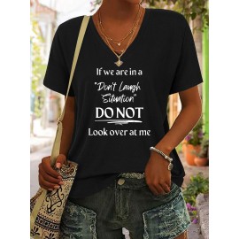 Women'S Casual V-Neck T-Shirt with 