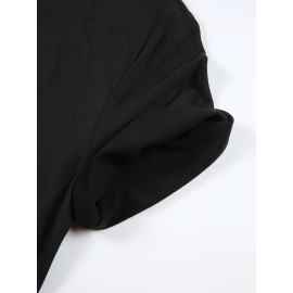 Mother'S Day, Cartoon Love Element Print T-Shirt Three-piece Set, Summer and Spring Short Sleeve Round Neck Casual Top Multi Set, Women'S Clothin