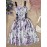 [Elegant Floral Dress] Elegant Floral A-Line Dress | Butterfly Accents, Adjustable Cross Straps, Ruched Waist, Perfect for Beach, Vacation, and Party Wear