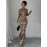 Women's Elegant Leopard Print maxi dress - Long Formal/Party/Office gown, flared hem, All-Season Chic, Non-See-Through Fabric for Everyday, Dates, Events - Elegant Women's Clothing