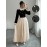 [Elegant Dress for Women] Golden Button Elegant Dress for Women with Contrasting Colors, Cinched Waist, Pleated Design and Long Sleeves, Perfect for Parties, Weddings, Music Festivals and Dates