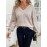 Women'S Elegant French-Inspired V-Neck Sweater with Back Bow - Long Sleeve Loose Fit Pullover, Soft & Brown Color Block Design, Fall/Winter Casual Chic Sweater, Sweater For Winter, Fall Fashion, Sophisticated Style, Quality Stitching, Stylish Top