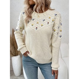 Women'S Floral Embroidered Pullover Sweater [Selected by Nian Nian]